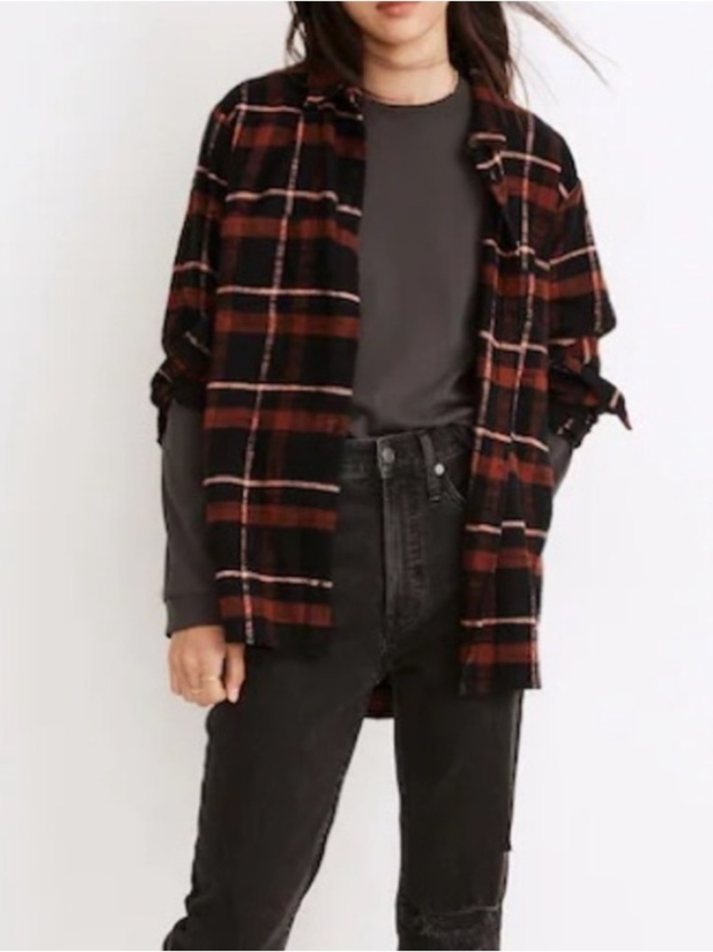 Madewell Sunday Flannel Shirt in Evins Plaid L